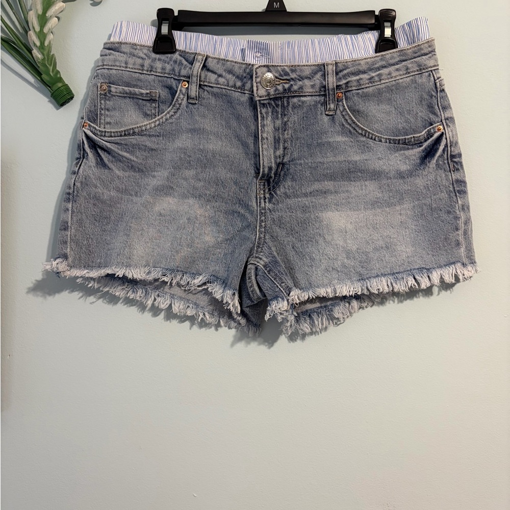 YMI Light Blue Jean Shorts with Frayed Hem and Detachable Boxer Band